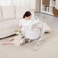 Berceau à bascule pliable portable à rotation 360 degrés, lit bébé en métal, sommier pour bébé, contrôlé par application, alimenté par USB, pour nouveau-né de 0 à 2 ans