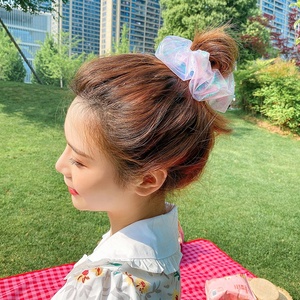 Ikat Rambut Wanita Musim Panas Bahan Mesh Berkilau Model Mermaid, Kuncir Kuda Elastis, Aksesoris Rambut Anak Perempuan, Scrunchies Organza Laser Reflektif - Product Image 2