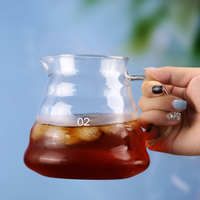 Penjualan laris peladen kopi kaca borosilikat 600ml gaya klasik dengan pegangan kualitas tinggi Set bahan PC dapat disesuaikan Logo S580