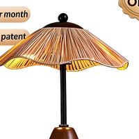 Lampe de table en bois tressé, lampe de sol décorative LED, lumière chaude, abat-jour brun pour salon, café, bar