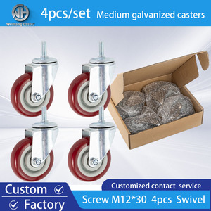 Mittelschwere verzinkte Polyurethan-Lenk rolle Doppellager-Lenk rolle mit Gewindes pindel - Product Image 5