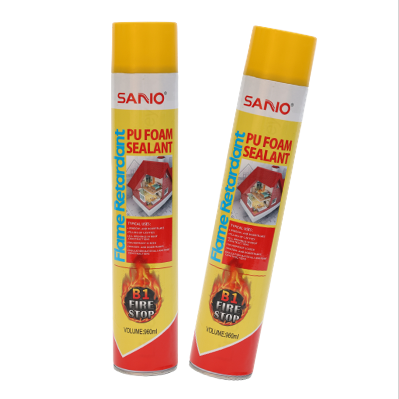 SANVO B1 Grade Flame retardant polyurethane foam seam filler Door Window building 750ml Gun Type Flame retardant pu foam spray