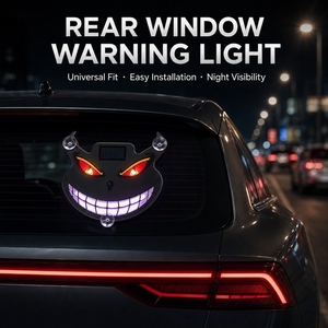 Solar <b>LED</b> Car <b>Light</b> Devil Face Rear Window Lamp with Type-C Charging Vibration Sensor and Suction Cup - Product Image 3