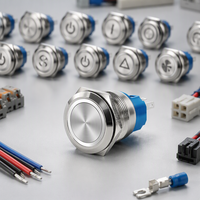 Interrupteur à bouton-poussoir électronique en métal 12mm 16mm 19mm 22mm, à réinitialisation automatique, normalement ouvert, IP66 avec LED 24V