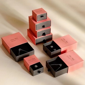 Luxury Drawer Gift Paper Cardboard Custom Logo Printed Velvet Bracelet Earring Necklace Ring Packaging Jewelry Box - Product Image 3