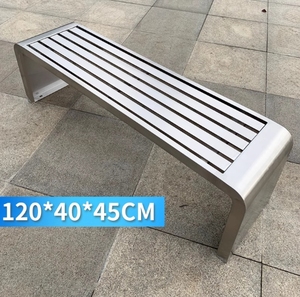आधुनिक डिजाइन चांदी स्टेनलेस स्टील बेंच बाहरी पार्क शॉपिंग मॉल समुदायों के लिए बैकरेस्ट अनुकूलन लंबाई के साथ - Product Image 6