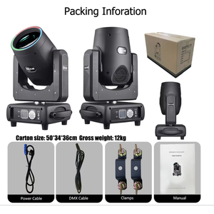 Projecteur de scène à tête mobile Coral 295W Beam, contrôle DMX512 4 degrés, <span class=keywords><strong>ampoule</strong></span> <span class=keywords><strong>halogène</strong></span> IP33, 16 canaux, effet de changement de couleur, Ra80, pour discothèque, concert, DJ - Product Image 6