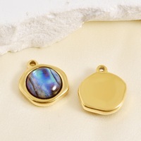 Pendentif en acier inoxydable P516 plaqué or avec pierre naturelle, coquille d'ormeau, coquille d'œil de tigre et perle pour la fabrication de bijoux et colliers DIY