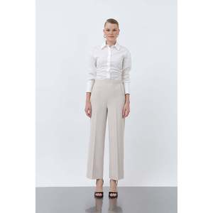 Puane Women's Classic Straight Cut Beige Trousers for Office and Casual Wear, Comfortable Fit Daily Use <b>Pants</b> - Product Image 2