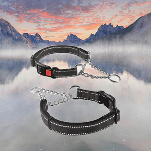 Customized Premium Stainless Chain <b>Dog</b> Martingale Collar Solid Reflective Pattern Pet Training Choke Collars Adjustable - Product Image 2