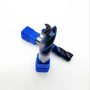 HRC65-fresas de extremo de carburo de recubrimiento Nano azul, alta dureza, 4 flauta aplanada, herramientas
