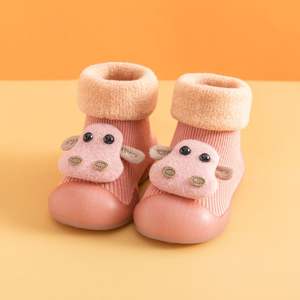 Baby autunno e inverno Plus velluto morbido calzini da pavimento scarpe da bambino per interni antiscivolo antiscivolo calze scarpe - Product Image 5