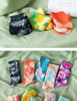 Chaussettes en coton tie-dye style universitaire japonais tendance 2021, chaussettes tie-dye personnalisées pour filles