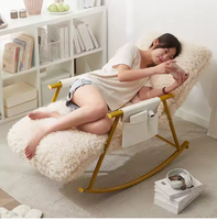 Fauteuil de loisirs individuel moderne 1 pièce en métal et peluche, inclinable, pliable, à bascule, pour adultes, mobilier de maison, chambre et salon