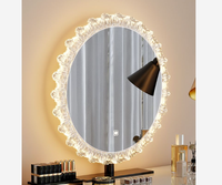 Coiffeuse moderne en dalle massif durable avec miroir éclairé par LED, table de maquillage pour chambre et appartement, table de chevet