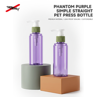 Flacon pompe transparent violet en PET, flacon vide pour lotion, flacon distributeur, emballage cosmétique personnalisé, conteneur pour shampoing, gel douche