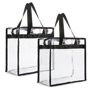School Sporting Events <b>Clear</b> Stadium Approved Gym <b>Bags</b> Large Transparent PVC Tote <b>Bags</b> With Zippers and Handles for Concerts - Product Image 1