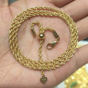 สร้อยคอเชือกทองคำแท้ 18K ยี่ห้อ Xinfly รุ่น AU750 ขนาด 1.9 มม.-6.0 มม. ปรับขนาดได้ สลักโลโก้ได้ สไตล์อิตาลี ขัดเงาอย่างดี สำหรับผู้ชายและผู้หญิง - Product Image 4