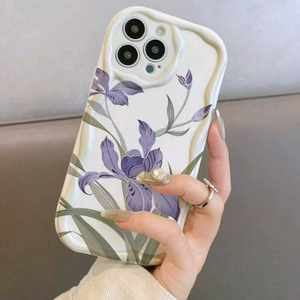Cover per Cellulare in Silicone TPU con Stampa di Gigli Viola e Bordo Ondulato a Forma di Gelato per <span class=keywords><strong>iPhone</strong></span> X Xr Xs Max 11 12 13 <span class=keywords><strong>14</strong></span> 15 16 17 - Product Image 3