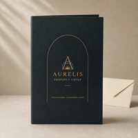Kit de présentation rectangulaire de luxe AURELIS en papier d'art pour exposition et immobilière