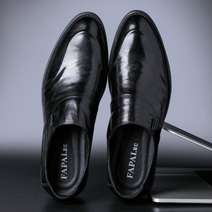 Chaussures en cuir véritable pour hommes, style britannique, souples et confortables, à lacets, rehaussantes, polyvalentes, en peau de mouton - Product Image 1