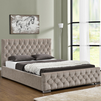 Willsoon Lit Capitonnée Luxe Double avec Rangement, Lit Rembourré en Velours avec Mécanisme de Levage, Cadre de Lit King Size Complet