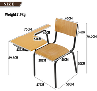Chaise d'étudiant au design moderne avec tablette d'écriture intégrée, en bois de contreplaqué durable, pour le croquis et la formation, avec structure en métal