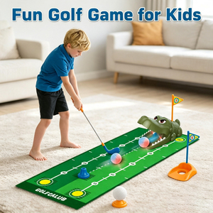 Ensemble de golf pour enfants avec retour automatique de balles en forme de crocodile, son et lumière, jeu de clubs de golf, jeu de sport intérieur/extérieur pour enfants - Product Image 6