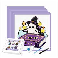 N-Mini038 Lot de 4 kits de peinture diamant personnalisés à motifs mini-paysages, pour festivals, DIY, sur toile floquée en soie