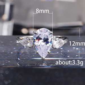 Anello F717 di Lusso con Diamante Naturale Taglio a Pera, Gioiello da Fidanzamento per Donna, Placcato in Oro 18K, Alta Qualità - Product Image 5