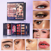 Shimmer Matte Glitter Eyeshadow Highlighter Blush Pressed Powder Contouring Lip&face Eyebrow 8-in-1 Set Rias Profesional