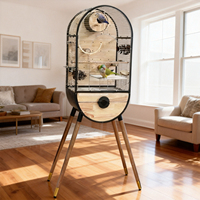 Grande cage à oiseaux moderne en bois et en fer, volière d'intérieur, manoir architectural de luxe pour calops et perroquets