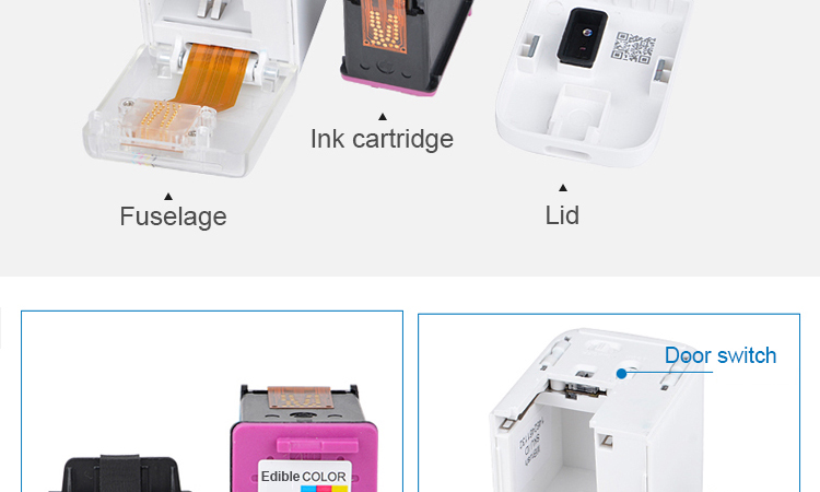 Handheld Full Color Bakery Printer Mini edible printer for cake food chocolate pattern and date printing with edible cartridge