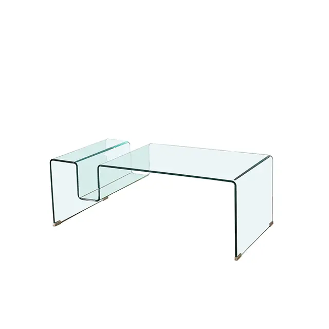 أثاث غرفة المعيشة الحديثة ، طاولة مركزية منحنية من الزجاج المقسى المنحنية ذات منحنيات مرتفعة الطلب