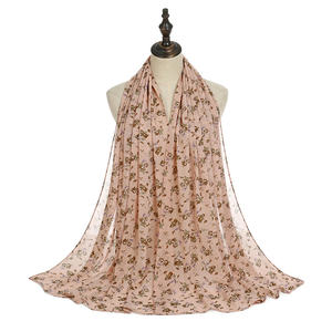 Diseño Floral Premium Nigeriana Para Casamento Tradicional Musulmán Impreso Bufanda Cuadrada Gasa Hijab - Product Image 2