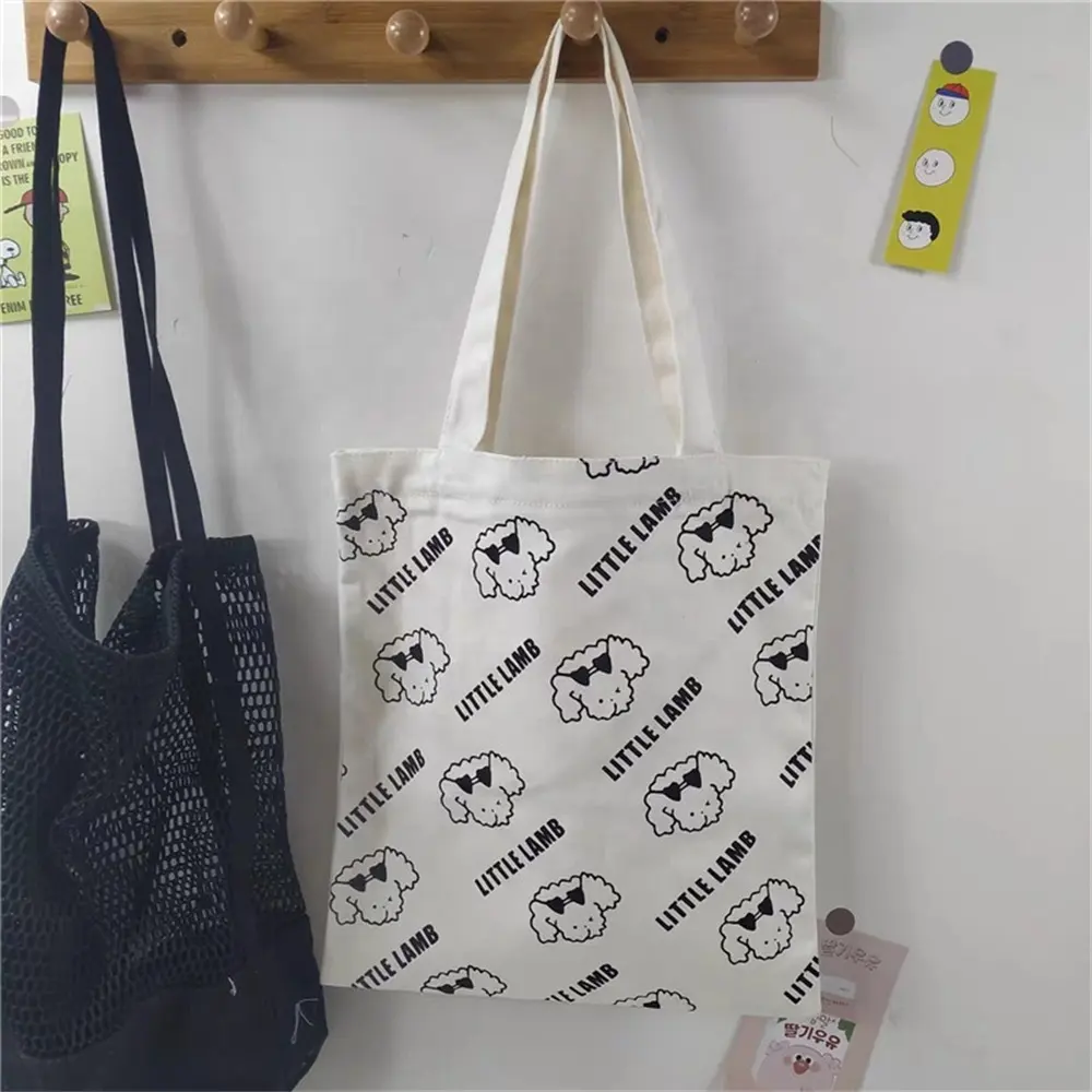 Chuanghua nouveau Style Logo personnalisé blanc épicerie réutilisable Shopping coton toile sacs fourre-tout avec poche et fermeture éclair pour les femmes étudiantes