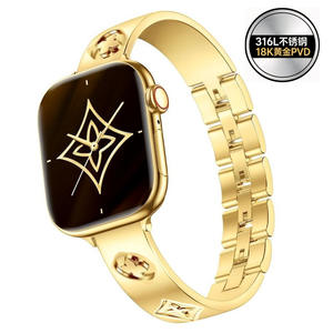 Correa de Reloj <span class=keywords><strong>Inteligente</strong></span> Elegance de Acero Inoxidable 316, Chapada en Oro, Resistente al Agua, para <span class=keywords><strong>Apple</strong></span> Watch con iWatch10/S9/Ultra - Product Image 1