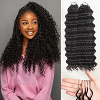 Extensions de cheveux humains au crochet, pré-séparées et pré-bouclées, Deep Wave, pour femmes, avec nœuds miracle
