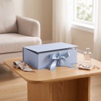 Boîte rigide de luxe avec fermeture magnétique noire mate, impression de logo personnalisée, emballage cadeau avec ruban