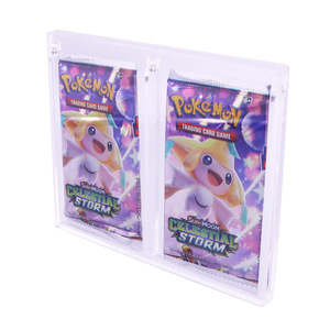 Acrylic Display Box Pokemon 2 Booter Pack FrameTrading Card holder- Magnetic Lip