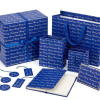 Papier d'emballage recyclable bleu royal Joyeux Noël 80 g/m² Ensemble d'emballage cadeau Sacs cadeaux Cartes de vœux Étiquettes suspendues