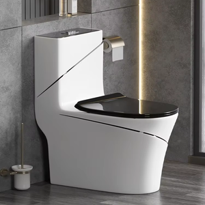 Baño de lujo Inodoro negro Gran diámetro Súper remolino Flushing Estilo moderno <span class=keywords><strong>Toiler</strong></span> de una pieza para apartamentos Colorido - Product Image 3