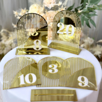 Ornements de mariage de haute qualité arc miroir acrylique Table numéro or blanc 3D or lettre arc Table numérique