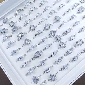 Bagues en argent micro-incrustées de zircon pour femmes, style coréen populaire, avec pierres précieuses et strass, lot mixte de bijoux - Product Image 5