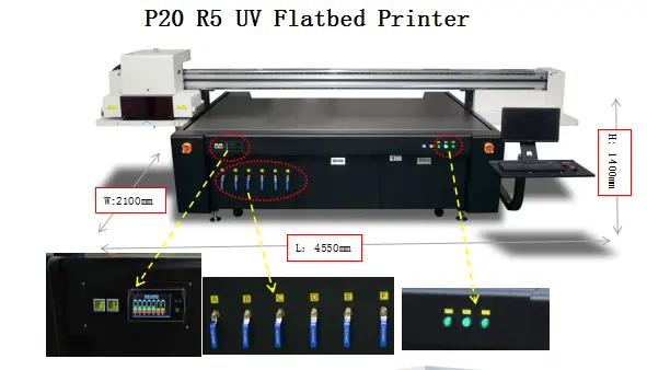 2513 UV flatbed printer with Ricoh GEN5 Heads For Wood Plastic Metal Ceramics Tiles Glass Acrylic