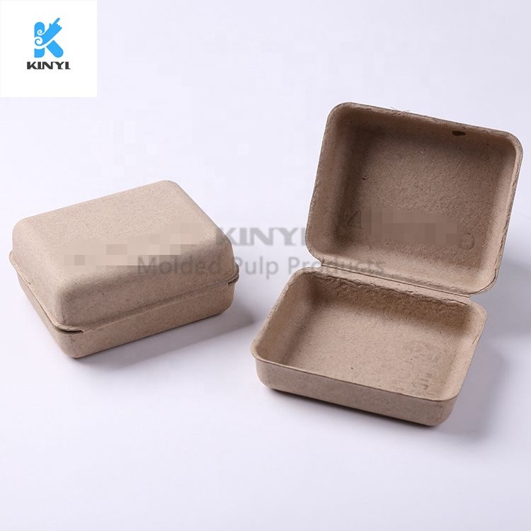 D123-Biodegradable recycled brown paper molded pulp box  pulp storage box custom biodegradable paper pulp box