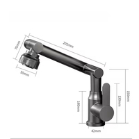 1080 °   Aérateur de robinet de lavabo extensible rotatif multifonctionnel à bras robotique pour lavabo de salle de bain et cuisine