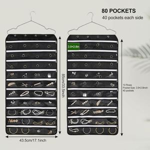 Porte-bijoux suspendu à fermeture éclair de grande capacité avec 80 poches, sac de rangement transparent pour économiser de l'espace, pour l'affichage des accessoires de bijouterie - Product Image 6