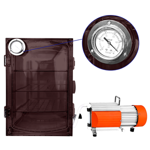 เครื่องดูดสุญญากาศพลาสติกสีเหลืองอำพันพร้อมมาตรวัดเครื่องกำจัดขยะโพลีคาร์บอเนตสีน้ำตาล VDO-45U 45L ห้องปฏิบัติการ - Product Image 2