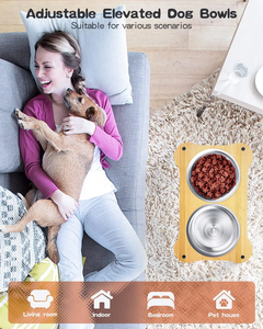 Bols pour chiens surélevés réglables en hauteur étagère de mangeoire avec vaisselle <span class=keywords><strong>amovible</strong></span> pour les grands animaux de compagnie de taille moyenne et petite confort alimentaire - Product Image 4